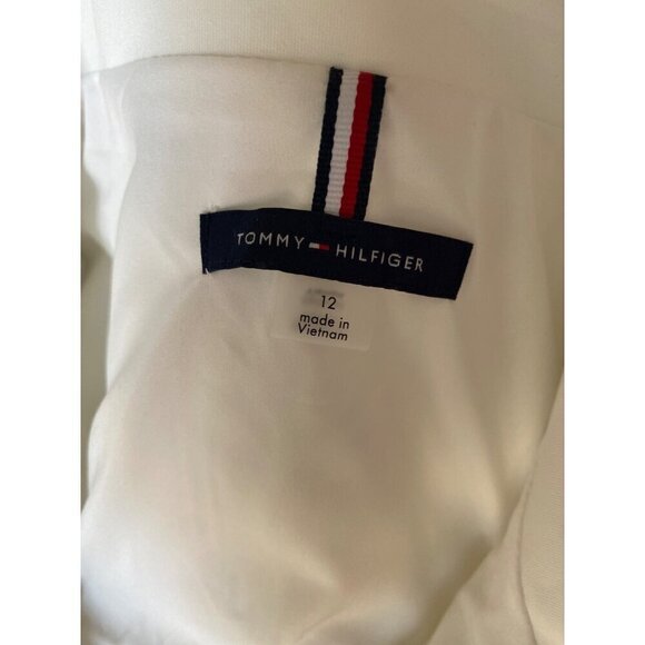 Tommy Hilfiger Ivory Scuba Sheath Dress, NWT $119 Front Zip Belt Women's Size 12 - Picture 9 of 12